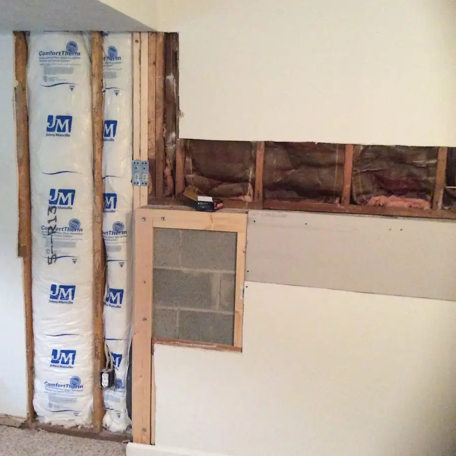 Wall insulation replacement during Basement Flood Cleanup in Gulf Park Estates